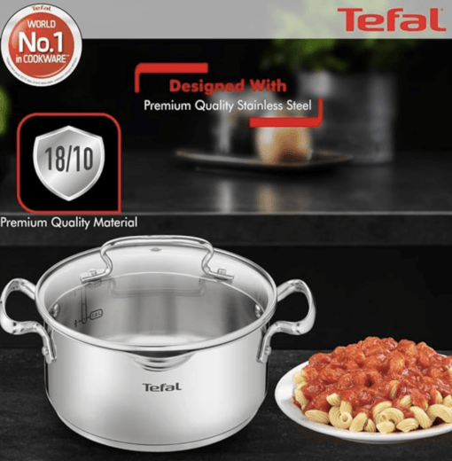 Tefal Duetto Plus Stainless Steel Stew Pot 20 cm with Glass Lid, Silver - Image 5